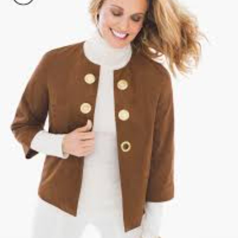 Chico's Petite Faux-Suede Grommet Jacket - Size 3/XL